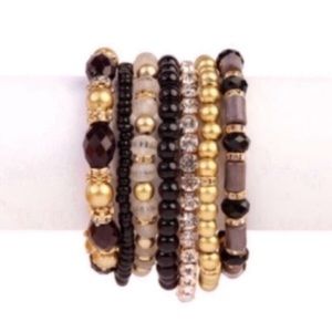 NWT Beaded Bracelet Set - Gold & Black
